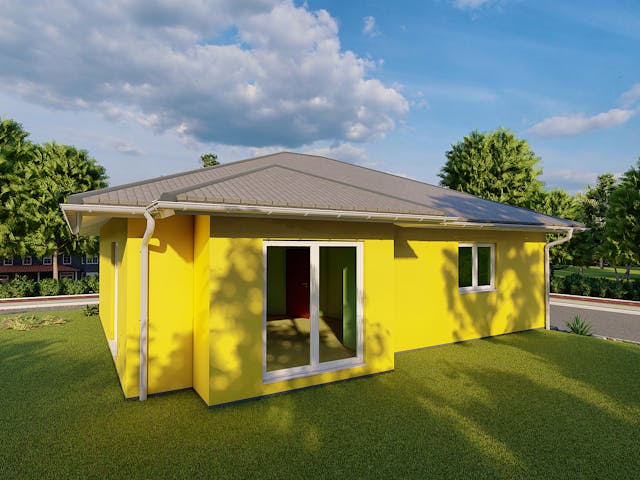 Massivhaus Ginkgo von AVOS Hausbau Schlüsselfertig ab 225000€, Bungalow Außenansicht 3