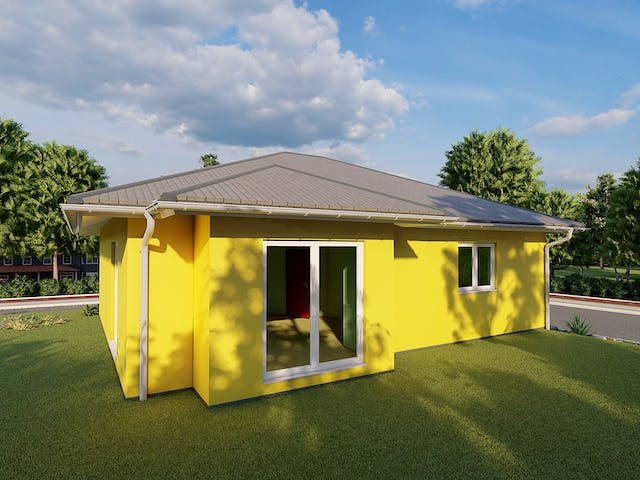 Massivhaus Ginkgo von AVOS Hausbau Schlüsselfertig ab 225000€, Bungalow Außenansicht 3
