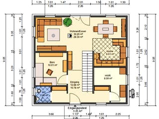 Massivhaus Glockenblume von AVOS Hausbau Schlüsselfertig ab 345000€, Stadtvilla Grundriss 1