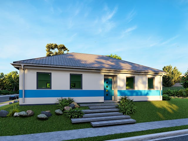 Massivhaus Heide von AVOS Hausbau Schlüsselfertig ab 294000€, Bungalow Außenansicht 1