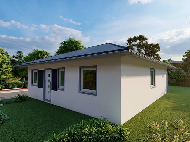 Massivhaus Iris von AVOS Hausbau Schlüsselfertig ab 203500€, Bungalow Außenansicht 2