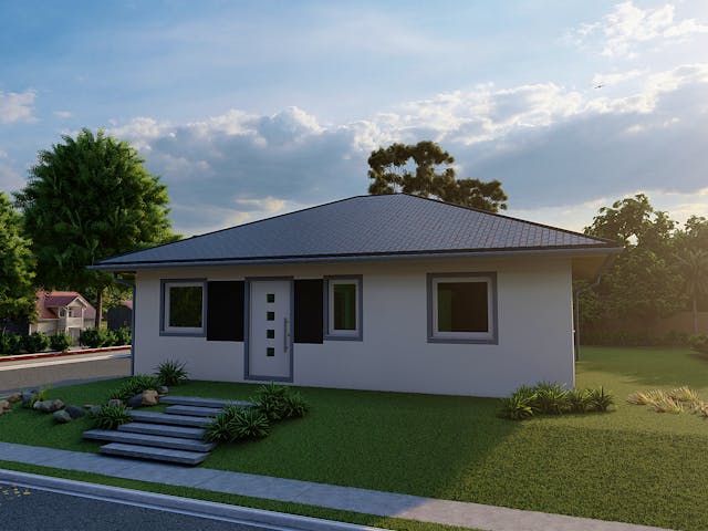 Massivhaus Iris von AVOS Hausbau Schlüsselfertig ab 203500€, Bungalow Außenansicht 3