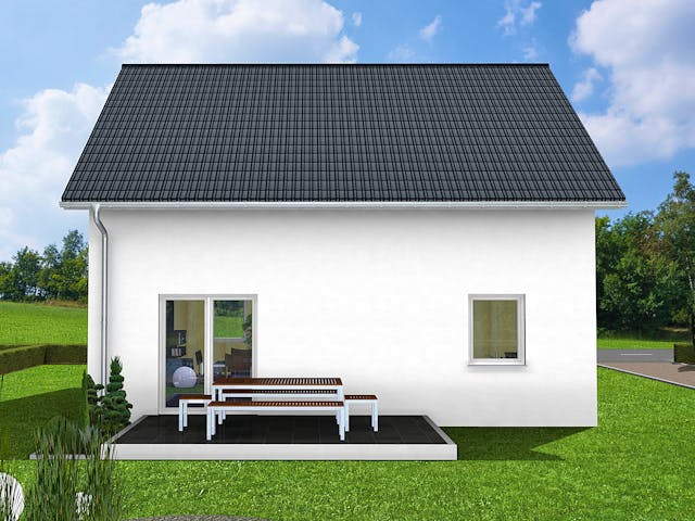 Massivhaus Kern von AVOS Hausbau Schlüsselfertig ab 279950€, Satteldach-Klassiker Außenansicht 2