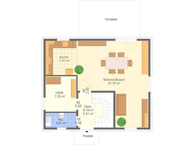 Massivhaus Kern von AVOS Hausbau Schlüsselfertig ab 279950€, Satteldach-Klassiker Grundriss 1 Massivhaus Kern von AVOS Hausbau Schlüsselfertig ab 279950€, Satteldach-Klassiker Grundriss 1