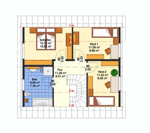 Massivhaus Kern von AVOS Hausbau Schlüsselfertig ab 249950€, Satteldach-Klassiker Grundriss 2