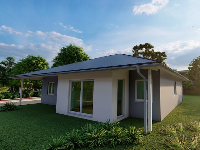 Massivhaus Klatschmohn von AVOS Hausbau Schlüsselfertig ab 318500€, Bungalow Außenansicht 2