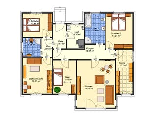 Massivhaus Klatschmohn von AVOS Hausbau Schlüsselfertig ab 318500€, Bungalow Grundriss 1