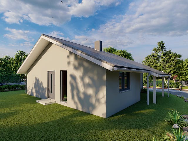 Massivhaus Mandelweide von AVOS Hausbau Schlüsselfertig ab 321500€, Bungalow Außenansicht 3