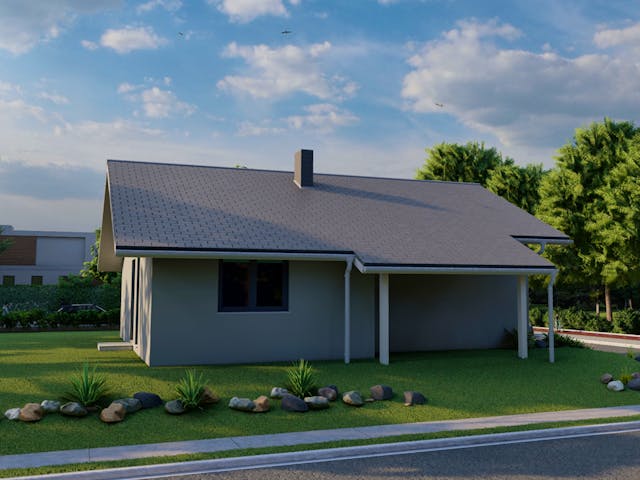 Massivhaus Mandelweide von AVOS Hausbau Schlüsselfertig ab 321500€, Bungalow Außenansicht 4