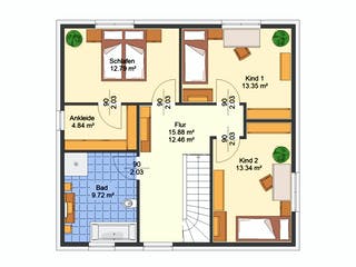 Massivhaus Olina von AVOS Hausbau Schlüsselfertig ab 346500€, Stadtvilla Grundriss 2