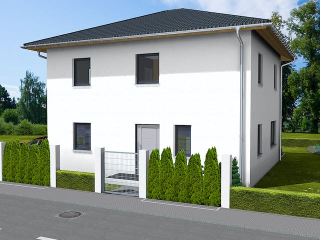Massivhaus Paulina von AVOS Hausbau Schlüsselfertig ab 319500€, Stadtvilla Außenansicht 2