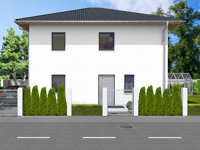 Massivhaus Paulina von AVOS Hausbau Schlüsselfertig ab 319500€, Stadtvilla Außenansicht 3