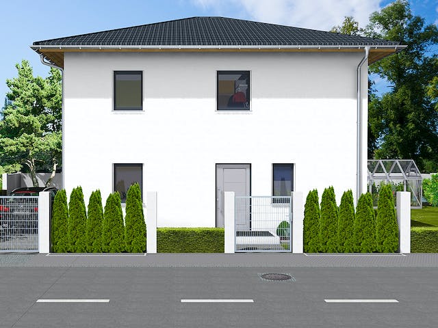 Massivhaus Paulina von AVOS Hausbau Schlüsselfertig ab 319500€, Stadtvilla Außenansicht 3