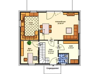 Massivhaus Paulina von AVOS Hausbau Schlüsselfertig ab 319500€, Stadtvilla Grundriss 1