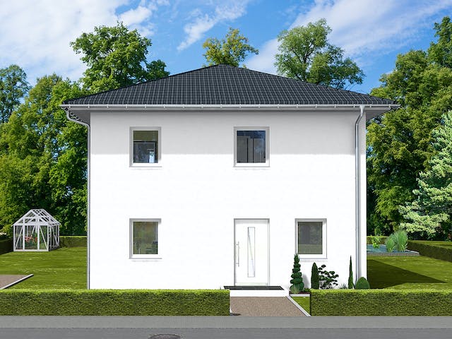 Massivhaus Pia von AVOS Hausbau Schlüsselfertig ab 299800€, Stadtvilla Außenansicht 1