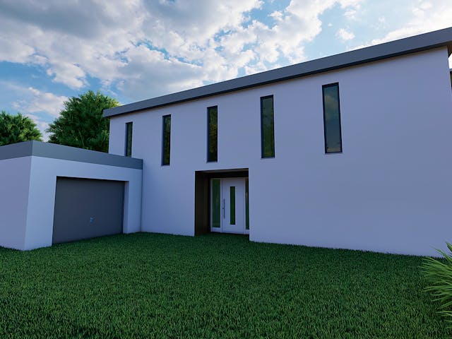 Massivhaus Weidenröschen von AVOS Hausbau Schlüsselfertig ab 789000€, Cubushaus Außenansicht 4