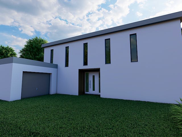 Massivhaus Weidenröschen von AVOS Hausbau Schlüsselfertig ab 789000€, Cubushaus Außenansicht 4