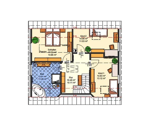 Massivhaus Wenke von AVOS Hausbau Schlüsselfertig ab 404200€, Satteldach-Klassiker Grundriss 2
