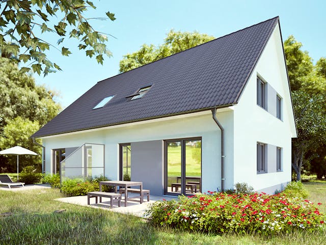 Massivhaus Bremen von Aye-Bau Schlüsselfertig ab 312900€, Satteldach-Klassiker Außenansicht 1