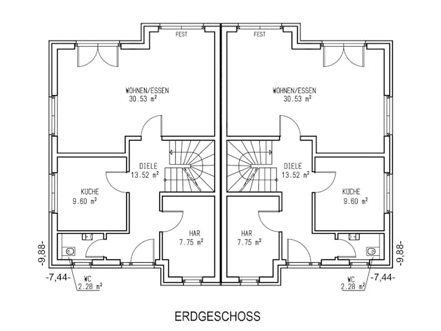 Massivhaus Bremen von Aye-Bau Schlüsselfertig ab 312900€, Satteldach-Klassiker Grundriss 1