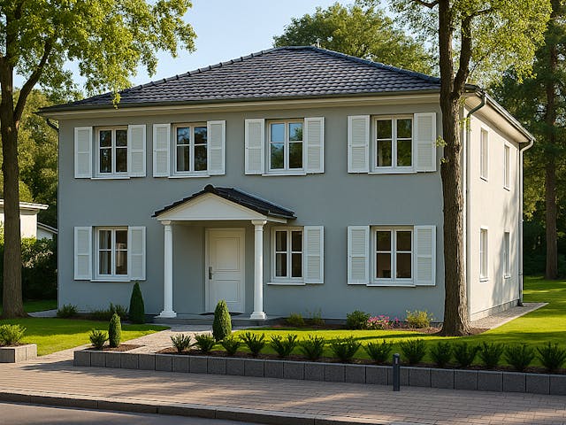 Massivhaus Grunewald von Aye-Bau Schlüsselfertig ab 457500€, Stadtvilla Außenansicht 2