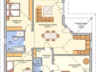 Fertighaus Mala von Fingerhut Haus Schlüsselfertig ab 368580€, Bungalow Grundriss 1