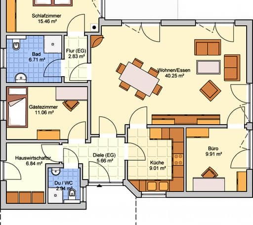 Fertighaus Suno von FINGERHUT-HAUS Schlüsselfertig ab 396830€, Bungalow Grundriss 1