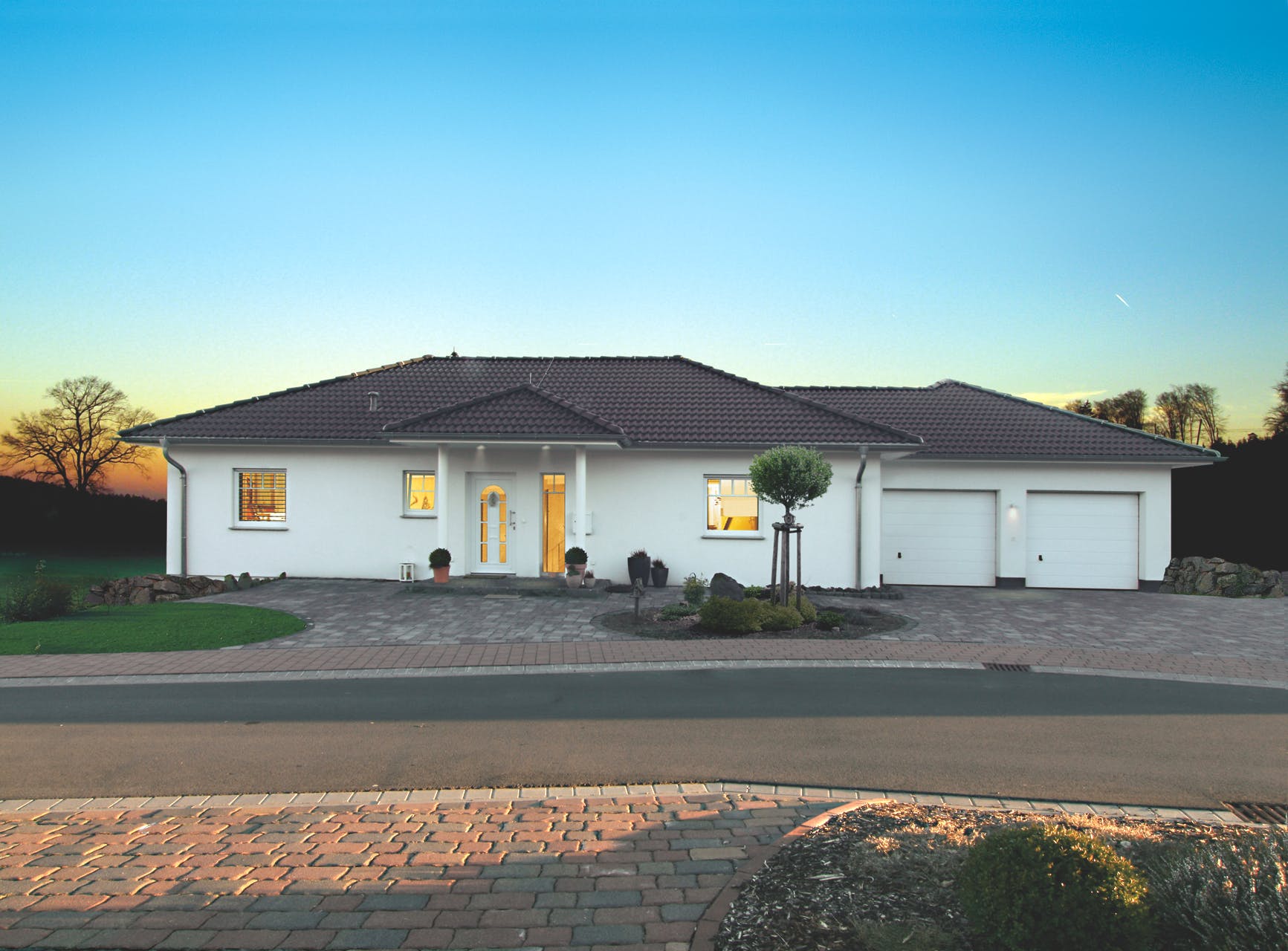 Fertighaus Pli von FINGERHUT-HAUS Schlüsselfertig ab 407688€, Bungalow Außenansicht 1