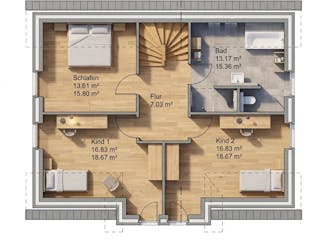 Massivhaus Friesengiebel 154 von AMR-Wohnbau Schlüsselfertig ab 338000€, Satteldach-Klassiker Grundriss 2