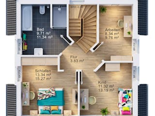 Massivhaus Stadtvilla 114 von AMR-Wohnbau Schlüsselfertig ab 310000€, Stadtvilla Grundriss 2