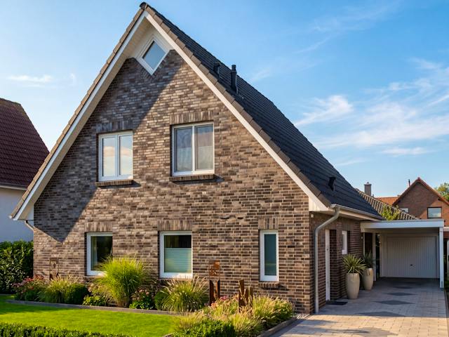 Massivhaus Satteldach 144 von AMR-Wohnbau Schlüsselfertig ab 317000€, Satteldach-Klassiker Außenansicht 1