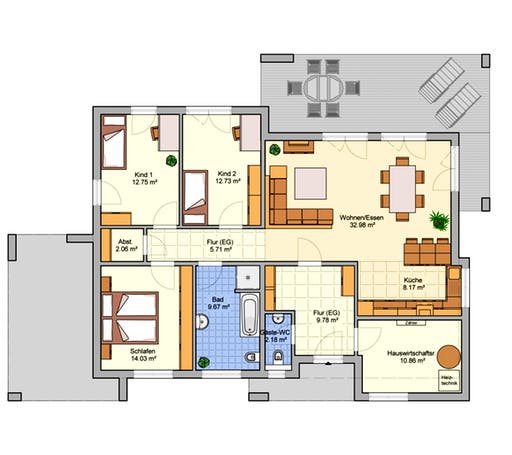 Fertighaus Karismo von Fingerhut Haus Schlüsselfertig ab 365917€, Bungalow Grundriss 1