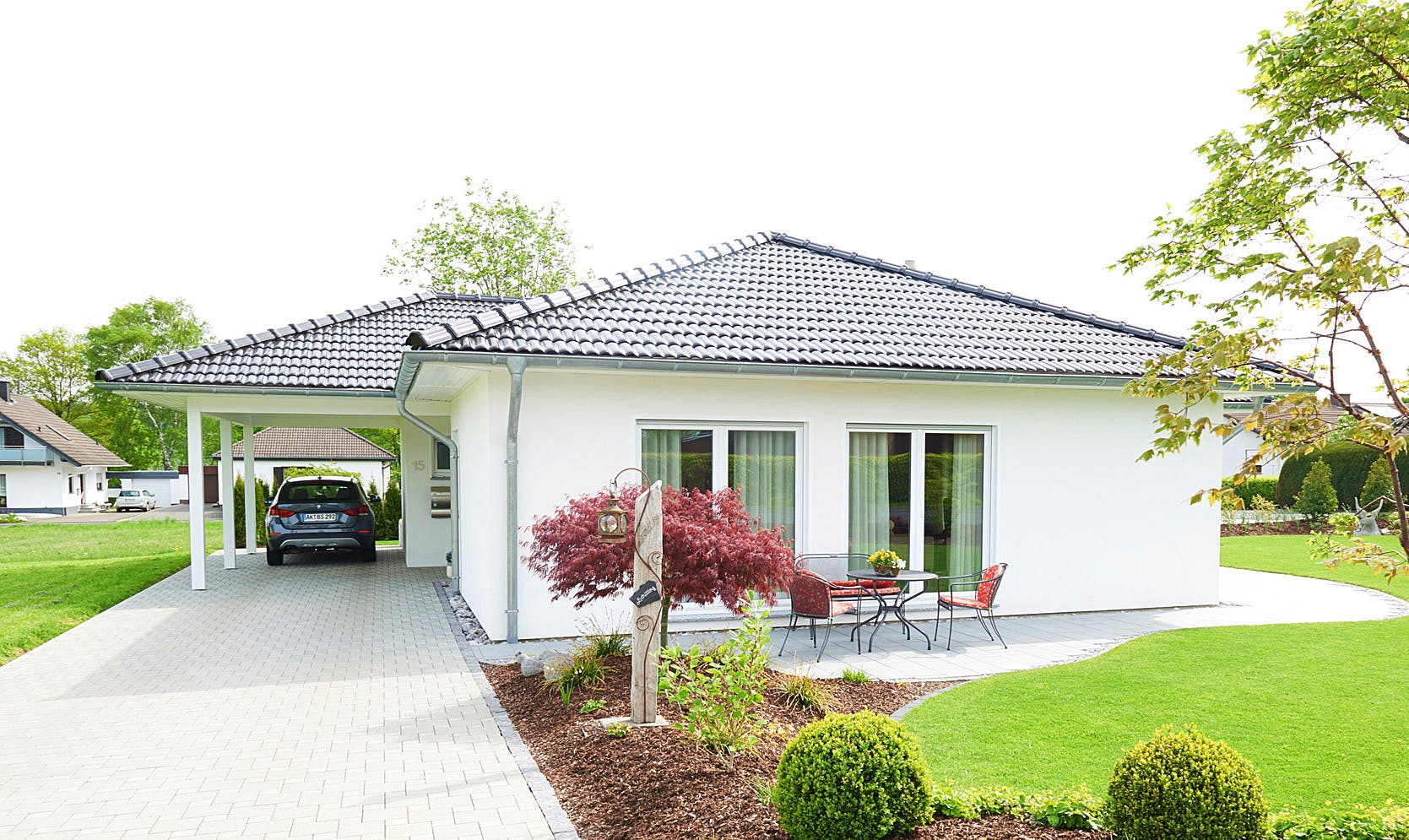 Fertighaus Suno von FINGERHUT-HAUS Schlüsselfertig ab 400280€, Bungalow Außenansicht 1