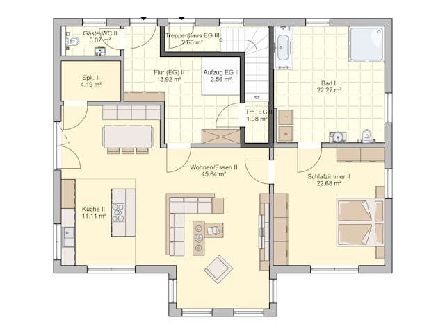 Fertighaus Bonvenon von Fingerhut Haus Schlüsselfertig ab 586030€, Satteldach-Klassiker Grundriss 1
