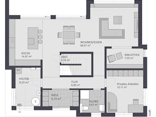 Massivhaus Entwurf CD245 von FAVORIT Massivhaus, Cubushaus Grundriss 1