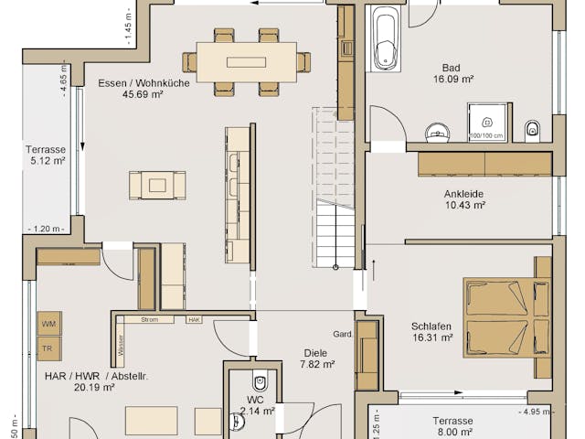 Fertighaus Kubus 0-278 von BoHolz Haus Schlüsselfertig ab 691866€, Cubushaus Grundriss 1