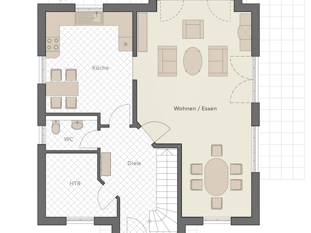 Massivhaus Landhaus 142 von ROTH MASSIVHAUS, Satteldach-Klassiker Grundriss 1