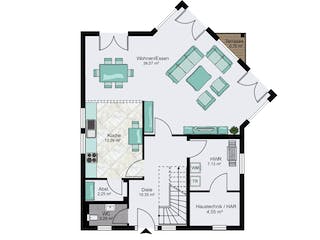 Fertighaus Bad Vilbel von STREIF Haus, Satteldach-Klassiker Grundriss 1