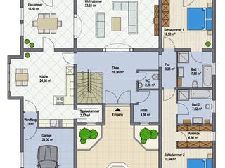 Massivhaus Villa Bahia I von ARGISOL-Bausysteme Bausatzhaus ab 76600€, Stadtvilla Grundriss 2