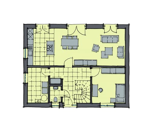 Fertighaus Baixa von GUSSEK HAUS Schlüsselfertig ab 330300€, Stadtvilla Grundriss 1