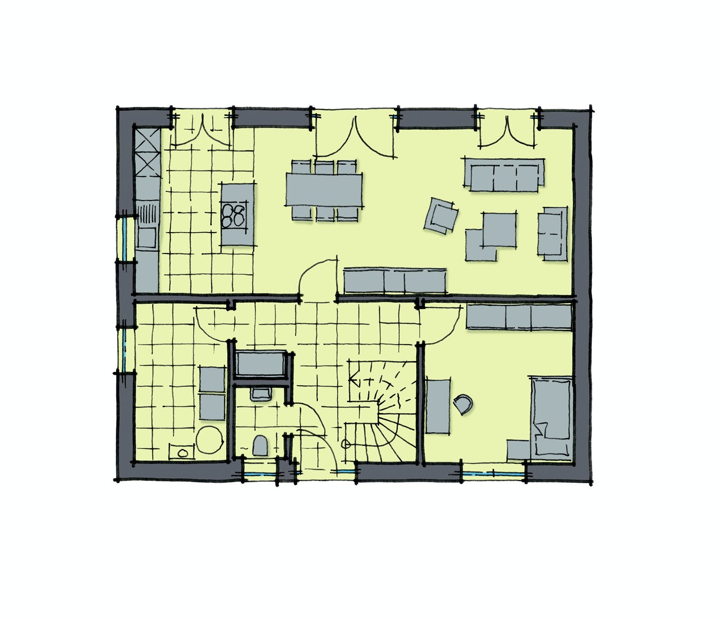 Fertighaus Baixa von GUSSEK HAUS Schlüsselfertig ab 391900€, Stadtvilla Grundriss 1