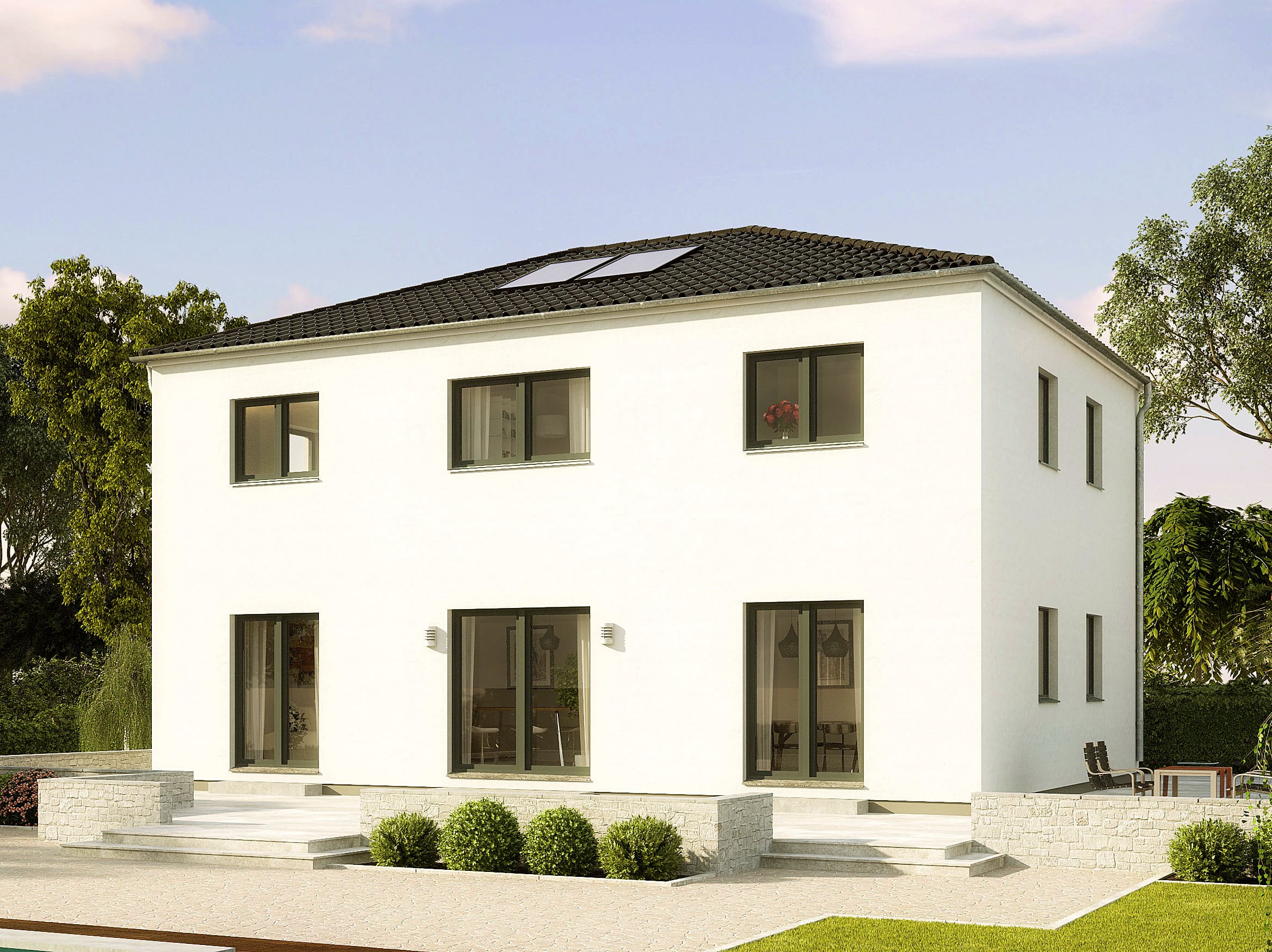 Fertighaus Baixa von GUSSEK HAUS Schlüsselfertig ab 391900€, Stadtvilla Außenansicht 1