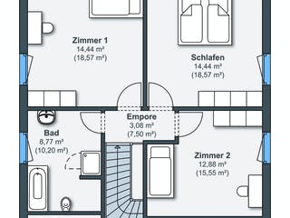 Fertighaus Balance 100 von WeberHaus Schlüsselfertig ab 234882€, Satteldach-Klassiker Grundriss 2