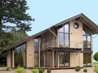 Fertighaus Bambus von Stommel Haus Schlüsselfertig ab 300000€, Blockhaus Außenansicht 8