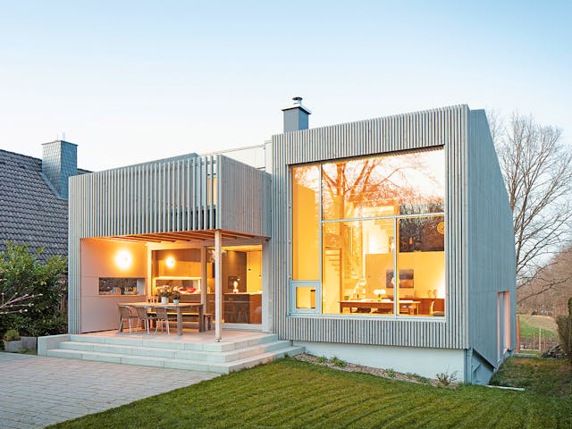 Fertighaus Marmstorf von Bardowicks.Haus und Holzbau Ausbauhaus ab 340000€, Cubushaus Außenansicht 2