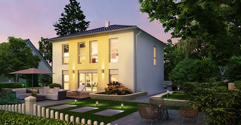 Massivhaus Bari von HELMA MASSIVHAUS Schlüsselfertig ab 321750€, Stadtvilla Außenansicht 2