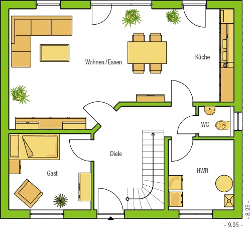 Massivhaus Bari von HELMA MASSIVHAUS Schlüsselfertig ab 321750€, Stadtvilla Grundriss 1