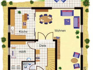 Massivhaus Bari von VARIANT-HAUS Bausatzhaus ab 43557€, Satteldach-Klassiker Grundriss 1