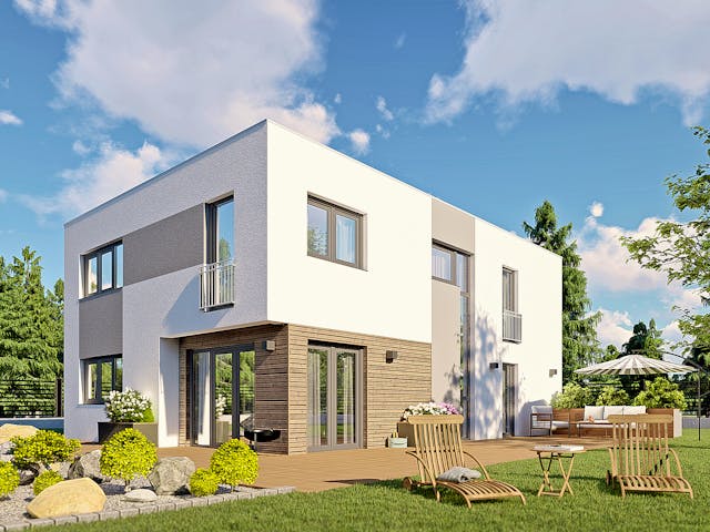 Massivhaus Einfamilienhaus Berlin von BauArt Massivbau, Cubushaus Außenansicht 2