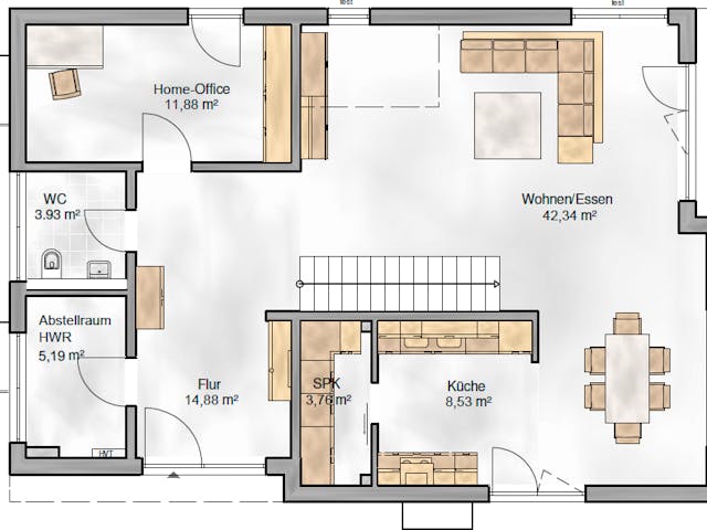 Massivhaus Einfamilienhaus Berlin von BauArt Massivbau, Cubushaus Grundriss 1